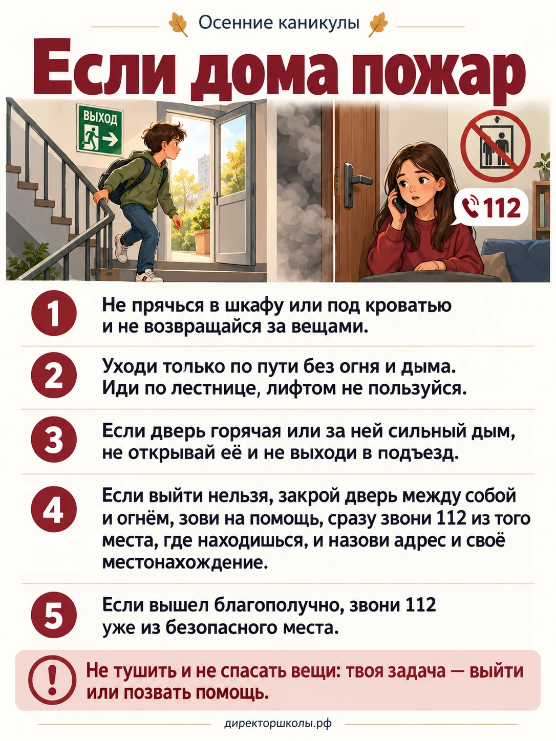 Памятка «Если дома пожар»: пять правил безопасности
