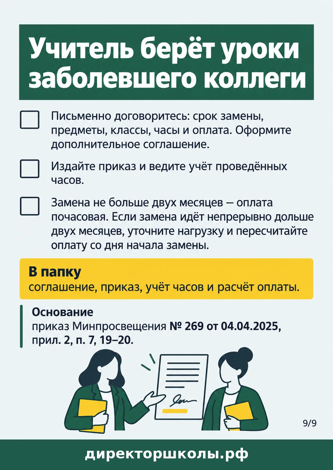 Памятка «Учитель берёт уроки заболевшего коллеги»