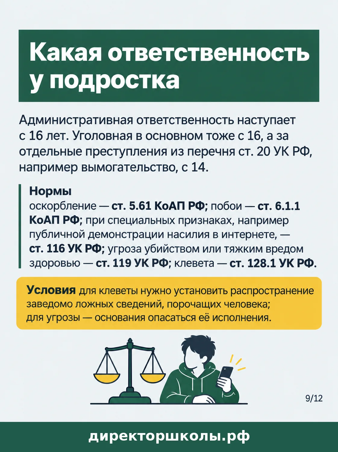 Памятка «Какая ответственность у подростка»