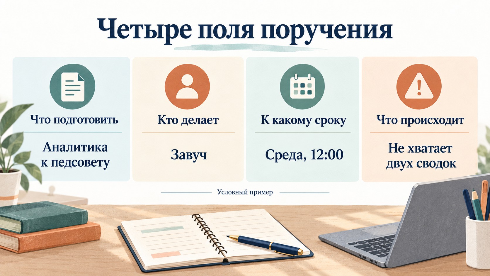 Четыре поля поручения